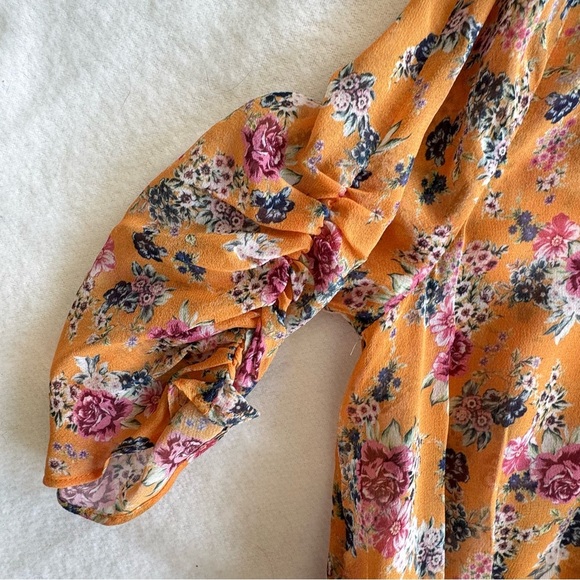 Nicholas Ruffle Mini Dress Floral Multi Print Victorian Front Tie Size 38 US S - Picture 14 of 14